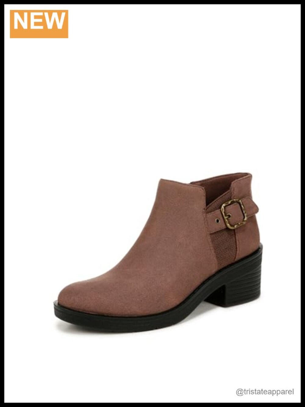 LifeStride Oasis Ankle Bootie Boots Stretch Leather Side Zip Block Heel